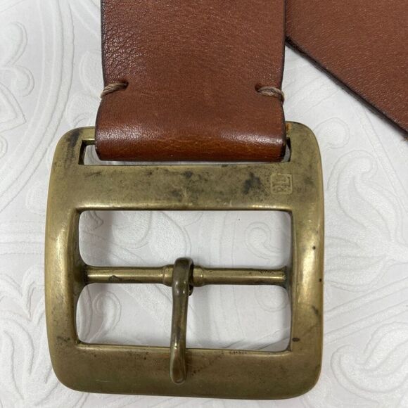 LAUREN Ralph Lauren Women\'s Tan Whipstitch Leather Belt